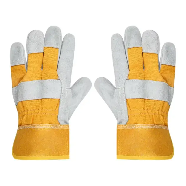 DOUBLE PALM  LEATHER GLOVES (YELLOW-WHITE)